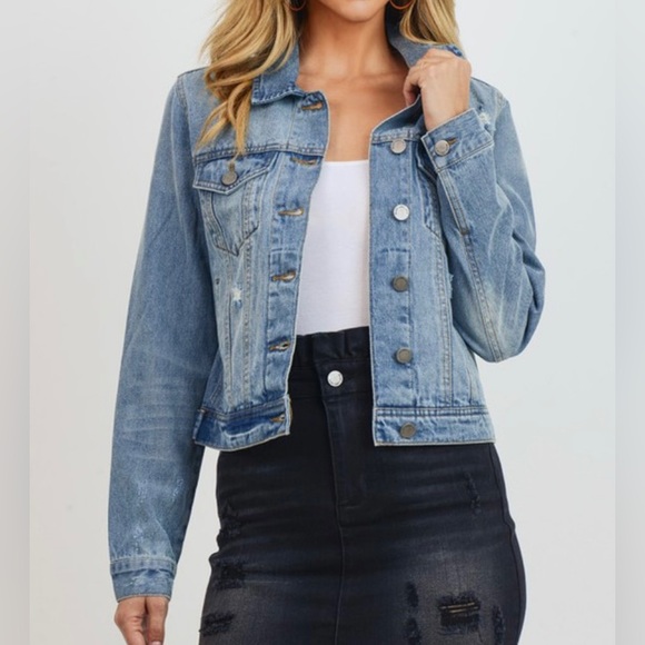 C’est Toi Jackets & Blazers - New Jean Jacket Distressed Medium Wash Denim Jacket S M L Blue 100% Cotton